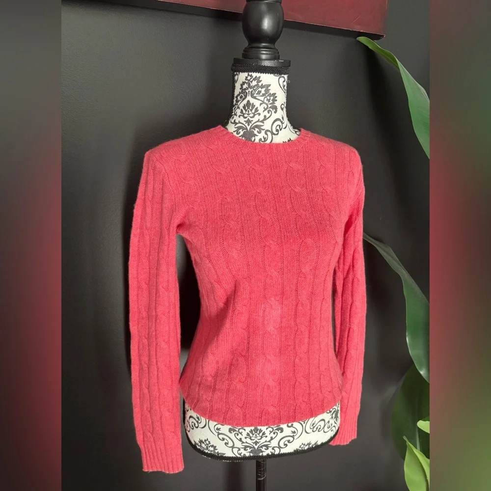 Polo by Ralph Lauren Cashmere Orange (More like Pink) Cable Knit Sweater - Picture 1 of 7